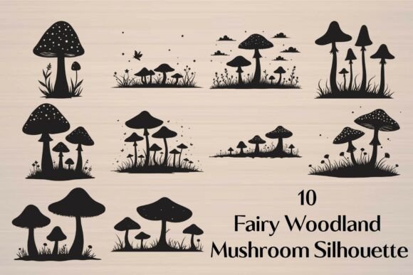 Download Fairy Woodland Mushroom Silhouette - Mushroom Collection