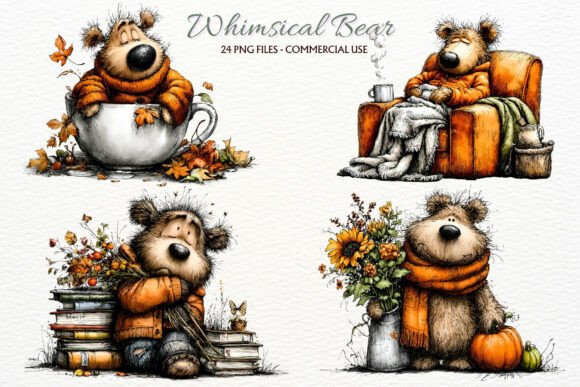 Download Whimsical Fall Bear Woodland Clipart PNG - Woodland clipart Collection