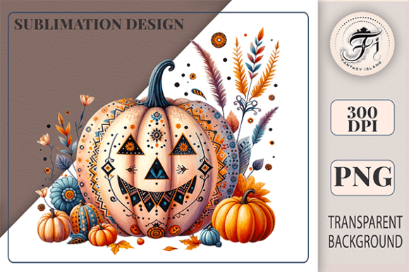 Download Boho Halloween Pumpkin PNG Fall Clipart - Premium Resources