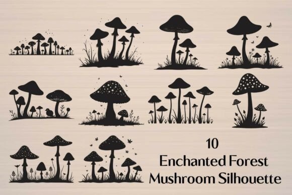 Download Fairy Woodland Mushroom Silhouette - Mushroom Collection