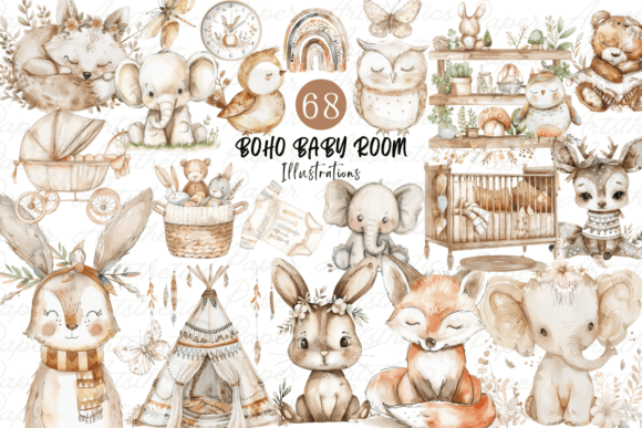 Download Boho Baby Clipart Bundle Boho Animals - Boho baby clipart Collection
