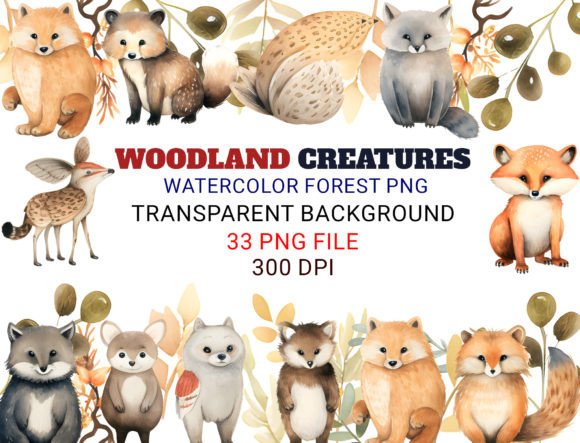 Download Woodland Creatures Watercolor Forest PNG - Woodland creatures Collection